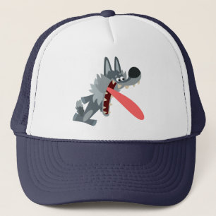Niedlich aufgeregter Cartoon Wolf Hat Truckerkappe