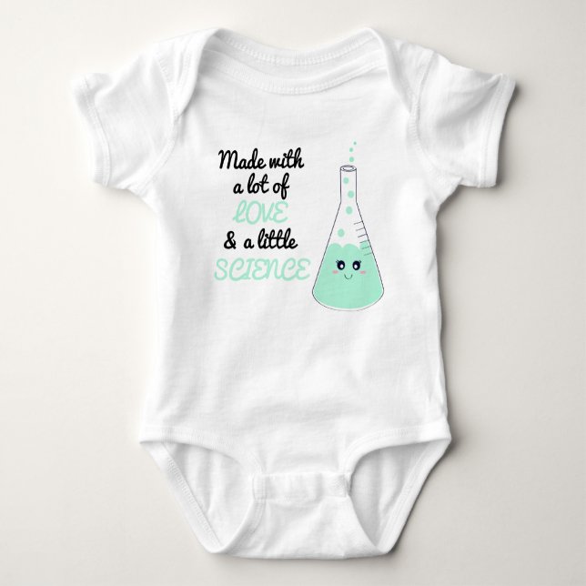 Niedlich aus Liebe und Science Beaker Green Baby Strampler (Vorderseite)