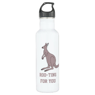 Niedlich Aussie Funny Kangaroo Pun Roo-ting für Si Edelstahlflasche