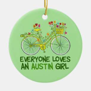 Niedlich Austin Girl Bicycle Keramik Ornament