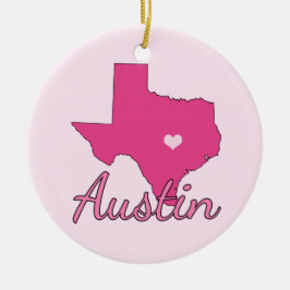 Niedlich Austin Texas Girl Pink Keramikornament