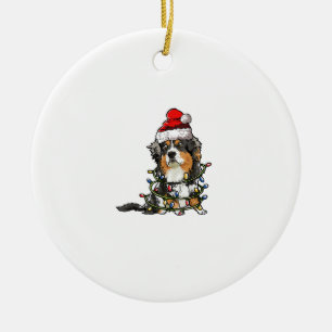 Niedlich Australian Shepherd Santa Christmas Tree  Keramik Ornament