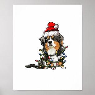 Niedlich Australian Shepherd Santa Christmas Tree Poster