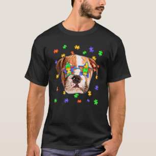 Niedlich Autism English Bulldog Dog Puzzle Sonnenb T-Shirt