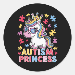 Niedlich Autismus Prinzessin Unicorn Girls Tochter Runder Aufkleber