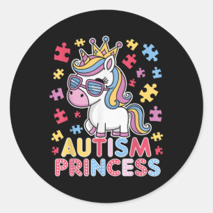 Niedlich Autismus Prinzessin Unicorn Girls Tochter Runder Aufkleber