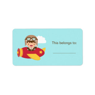 Niedlich Aviator Boy Flugzeug Abenteuer Personalis Adressaufkleber