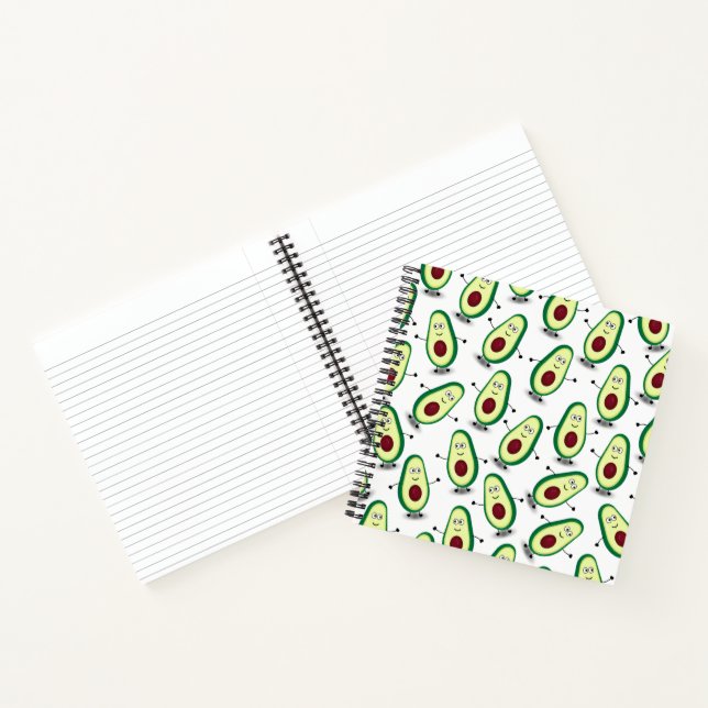 Niedlich Avocado Cartoon Muster Spiral Notebook Notizbuch (Innenseite)