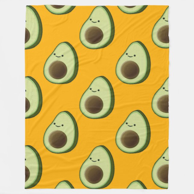 Niedlich Avocado Cartoon Pattern Sherpa Blanket Fleecedecke (Vorderseite)