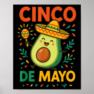 Niedlich Avocado Cinco De Mayo Fiesta Party Celebr Poster