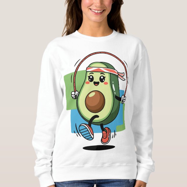 Niedlich Avocado Jump Rope - Fitness Kawaii Sweatshirt (Vorderseite)