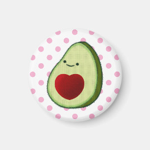 Niedlich Avocado Pink Polka Dots Magnet