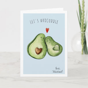 Niedlich Avocado Romantisches Cuddle   Valentine's Feiertagskarte