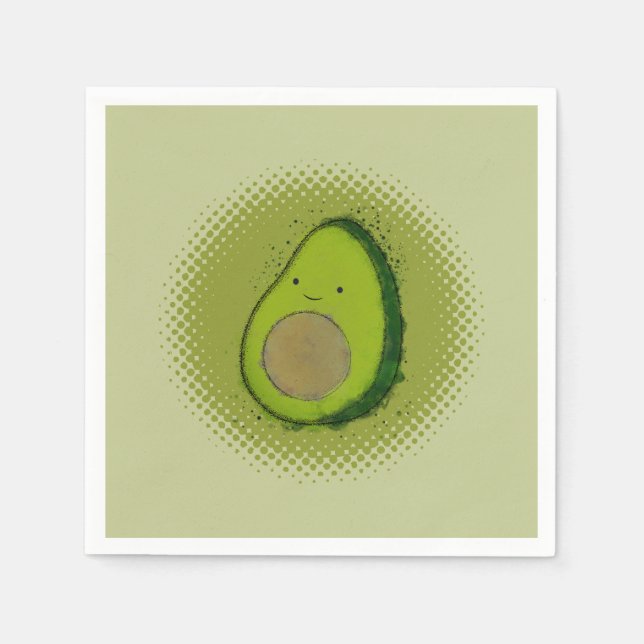 Niedlich Avocado Watercolor Serviette (Vorderseite)