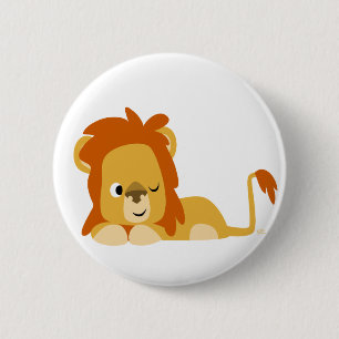 Niedlich Awake Cartoon Lion Button Abzeichen