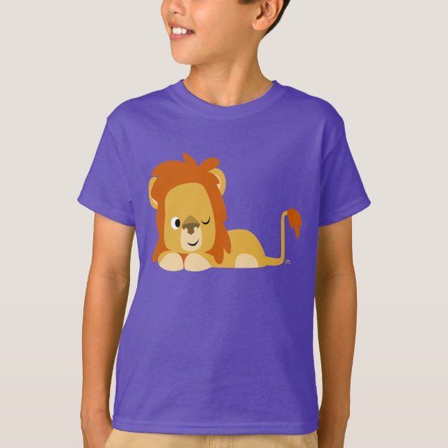 Niedlich Awake Cartoon Lion Children T - Shirt (Vorderseite)
