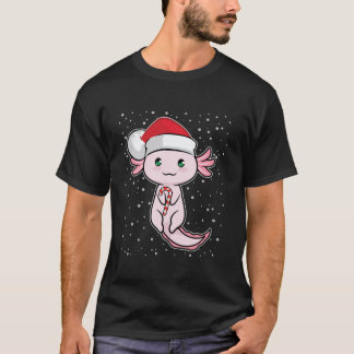 Niedlich Axolotl Christmas Candy Cane Funny Salama T-Shirt