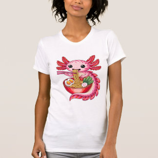 Niedlich Axolotl Eating Ramen Kawaii Noodle Cartoo T-Shirt