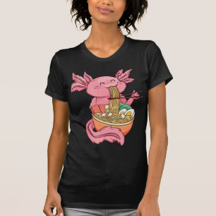Niedlich Axolotl Eating Ramen Noodles Kawaii Anime T-Shirt