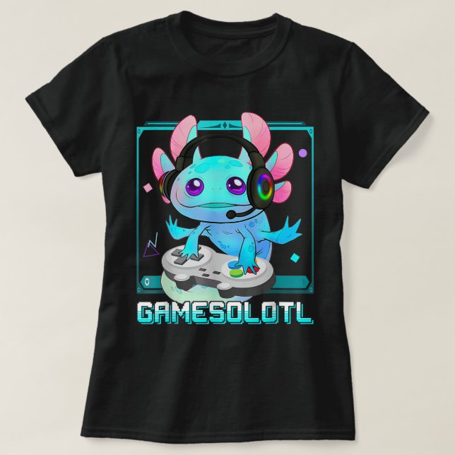 Niedlich Axolotl Lover Gamesalotl Gaming Axolotl K T-Shirt (Design vorne)