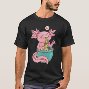 Niedlich Axolotl Lover Snaxolotl Eating Ramen Kawa T-Shirt