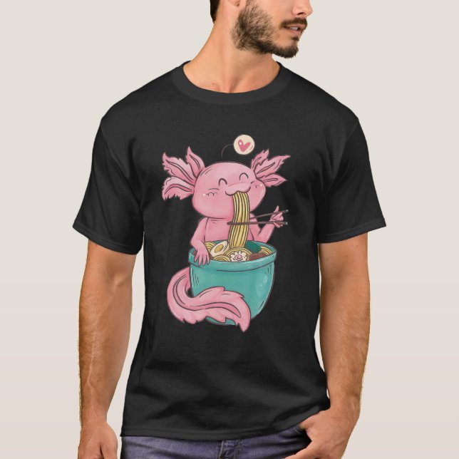 Niedlich Axolotl Lover Snaxolotl Eating Ramen Kawa T-Shirt (Vorderseite)