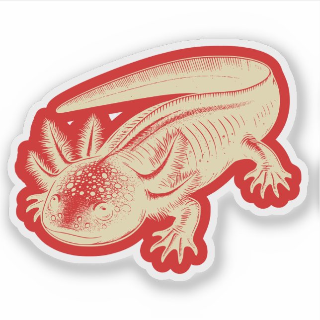Niedlich Axolotl Neue Designs Roter Herbst Vinyl Aufkleber (Vorderseite)