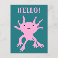 Niedlich Axolotl Pink Salamander Hallo Postcard
