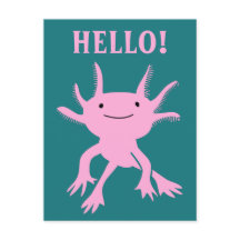 Niedlich Axolotl Pink Salamander Hallo Postcard