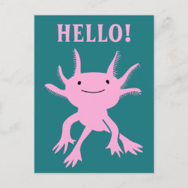 Niedlich Axolotl Pink Salamander Hallo Postcard Postkarte
