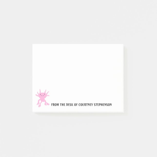 Niedlich Axolotl Pink Salamander Personalisiert Post-it Klebezettel (Vorderseite)