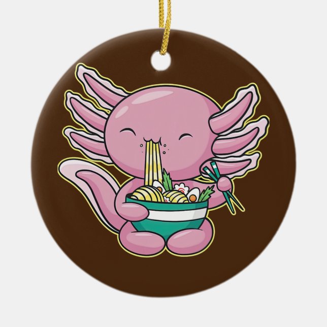 Niedlich Axolotl Ramen Japanischer Anime Noodles T Keramik Ornament (Vorne)