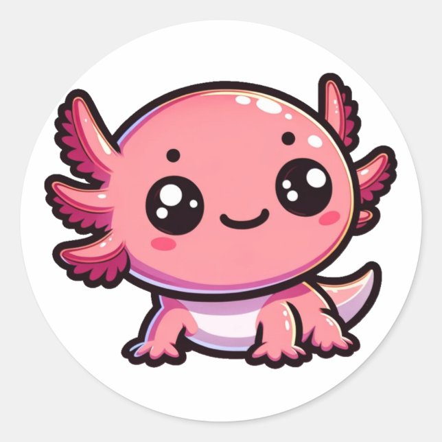 Niedlich Axolotl Runder Aufkleber (Vorderseite)