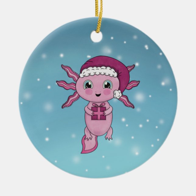 Niedlich Axolotl Weihnachten Keramik Ornament (Vorne)