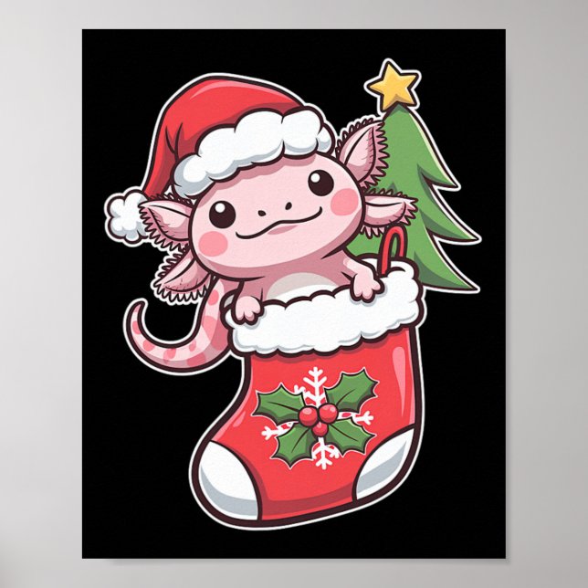 Niedlich Axolotl zu Weihnachten Axolotl Poster (Vorne)
