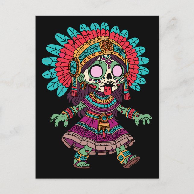 Niedlich Aztec Zombie Postkarte (Vorderseite)