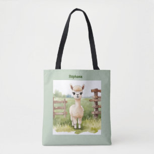 Niedlich Baby Alpaca Tasse Custom Tote Bag