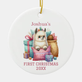 Niedlich Baby Alpaca Weihnachten Keramik Ornament