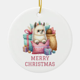 Niedlich Baby Alpaca Weihnachten Keramik Ornament