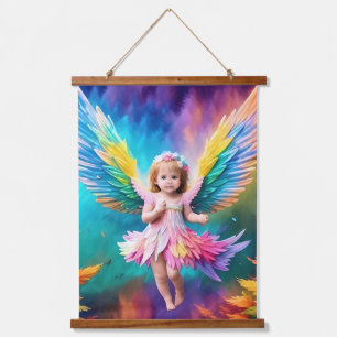 Niedlich Baby Angel Wings Art-38424 Wandteppich Mit Holzrahmen