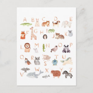 Niedlich Baby Animal Alphabet Postkarte