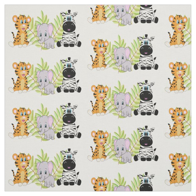 Niedlich Baby Animal Jungle Theme Tiger Elephant Z Stoff (Muster)