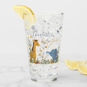 Niedlich Baby Animals Floral Baby Dusche Glas