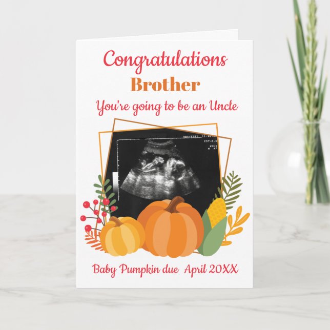 Niedlich Baby Announction Scan Pumpkin Onkel Karte (Vorderseite)