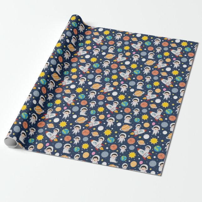 Niedlich Baby Astronaut Geschenkpapier (Ungerollt)