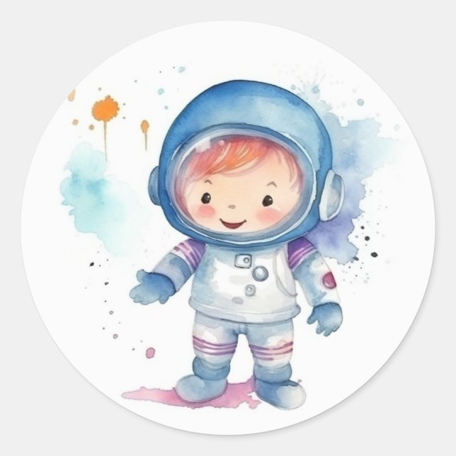 Niedlich Baby Astronaut Runder Aufkleber (Vorderseite)