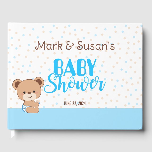 Niedlich Baby Bear Baby Shower Guest Book - Boy Gästebuch (Vorderseite)