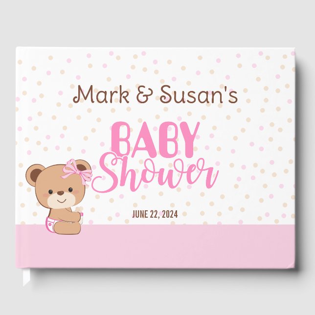 Niedlich Baby Bear Baby Shower Guest Book - Girl Gästebuch (Vorderseite)
