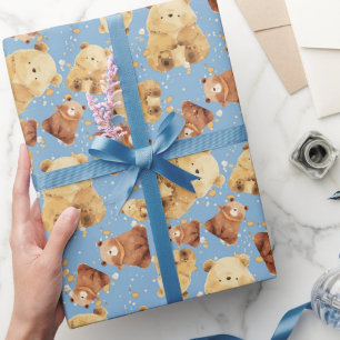 Niedlich Baby Bear Blue Geschenkpapier