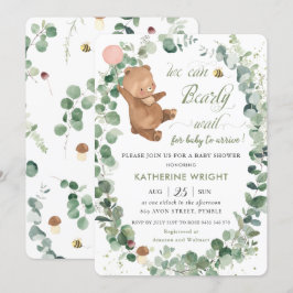 Niedlich Baby Bear Greenery Girl Baby Shower Einladung